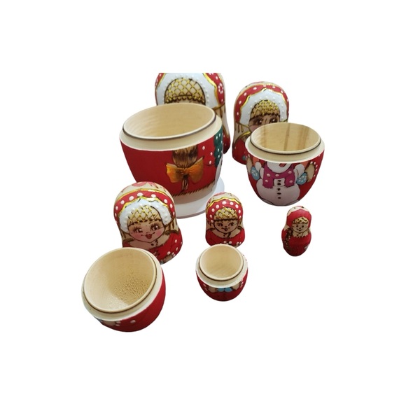 Russian Christmas Nesting Doll 8” Handcrafted - Picture 12 of 12